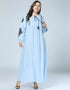 Elegant Embroidered Abaya with Lantern Sleeves and Large Swing Skirt